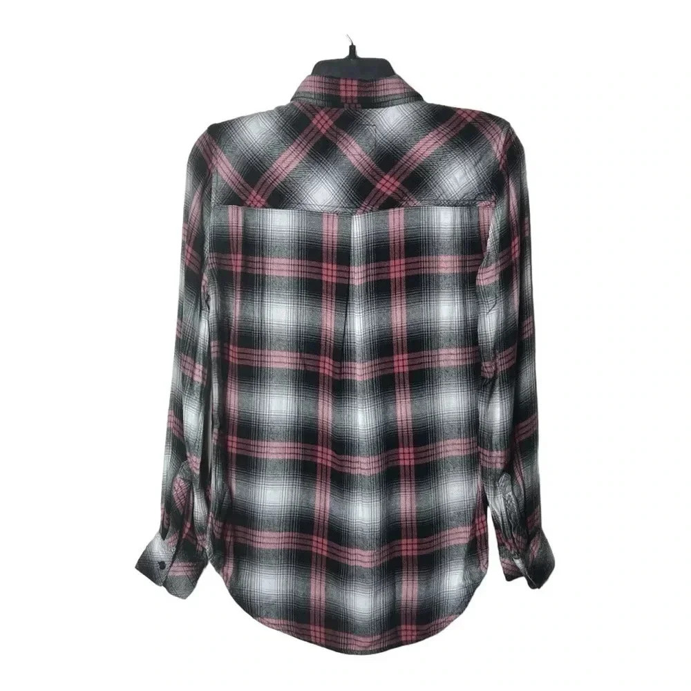 1498. RAILS HUNTER LONG SLEEVE‎ BUTTON UP TOP SIZE XSMALL PINK/BROWN/WHITE - Picture 8 of 11